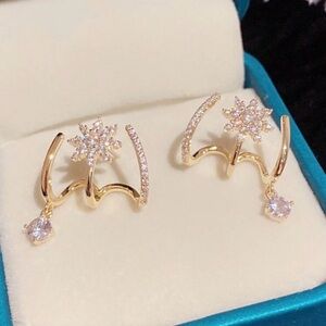 Elegant Gold and Silver Crystal Earrings